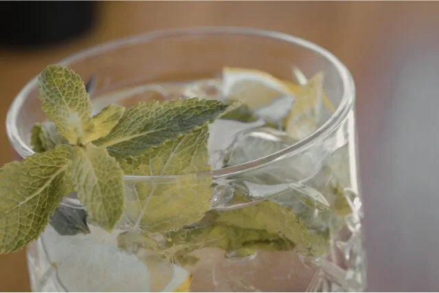 ミントとレモンのアイスティーの写真